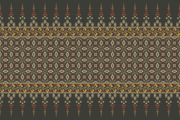 Thai Floral Cross Stitch Embroidery