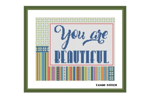 You Are Beautiful Card Cross Stitch